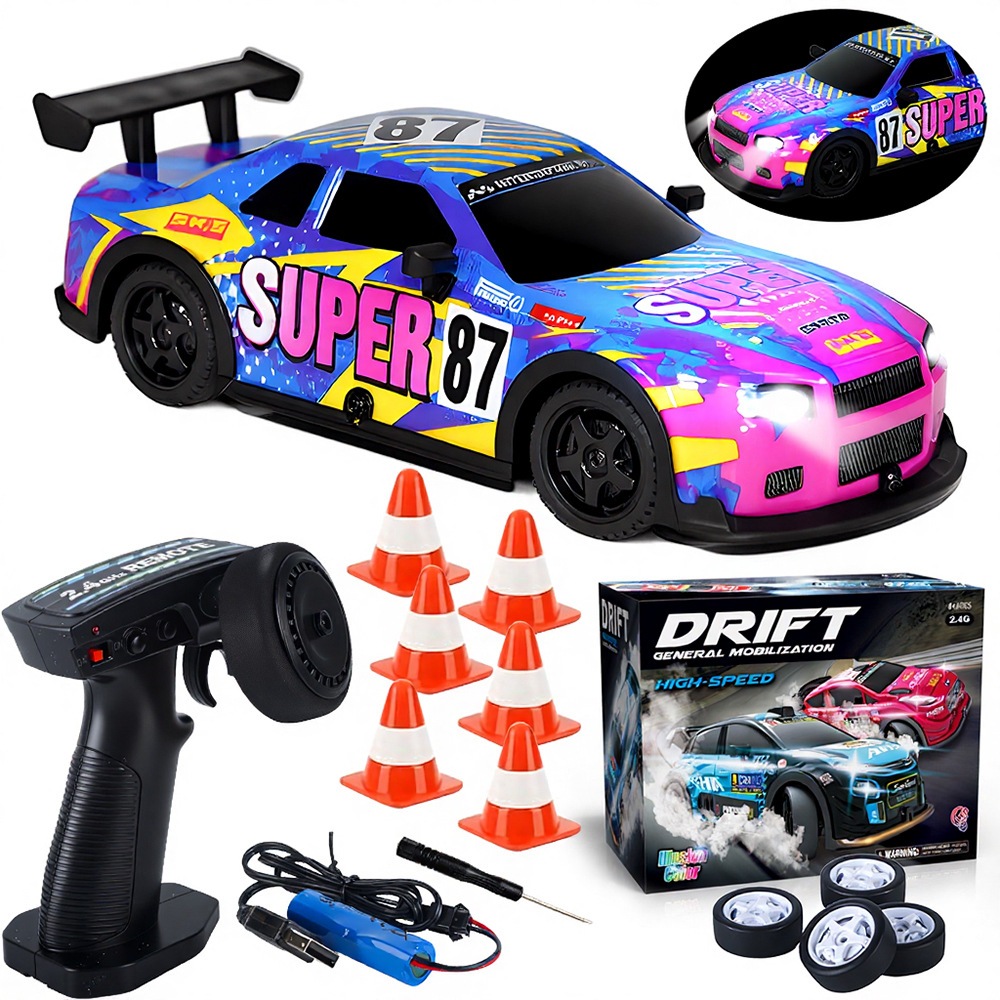1:22 Scale RC Drift รถ 22206,12 กม./ชม.รีโมทคอนโทรลรถพร้อมไฟ LED, 2.4G Racing Sport RC รถ Drifting & Racing ยาง,ของขวัญของเล่นสําหรับเด็กชายหญิง