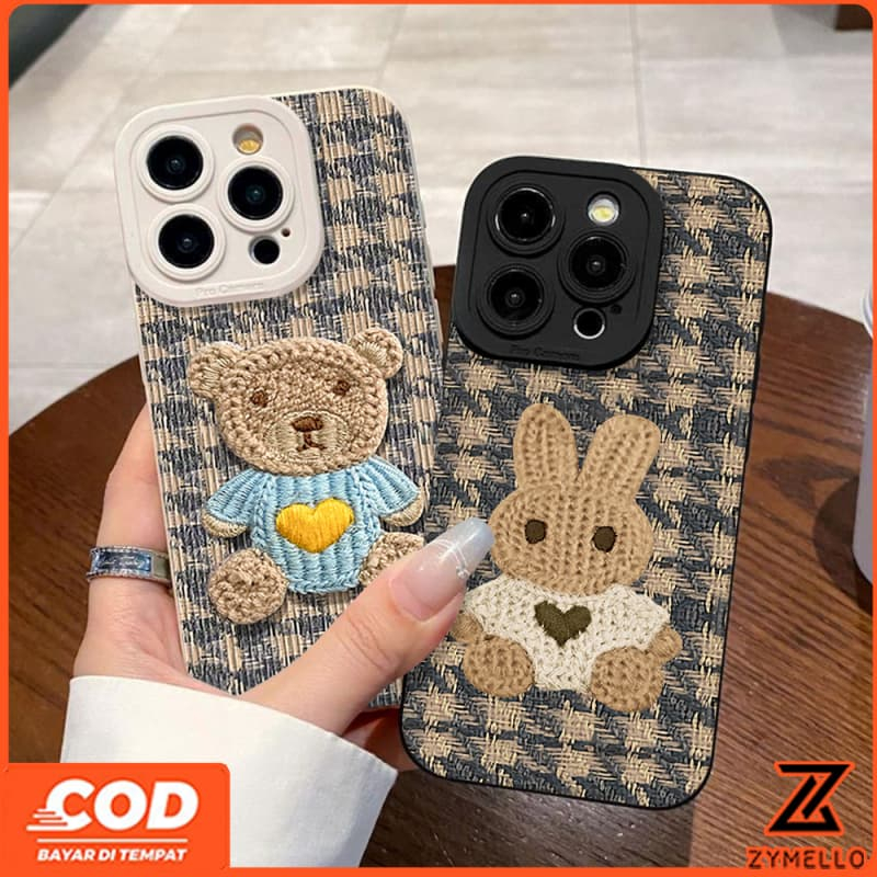 สําหรับ OPPO Reno 15F Reno14F Reno 13F Reno13 Pro Reno12 F Reno 11F Reno10 Reno8Z Reno7Z Reno8T Reno5 Reno4 Reno6z การ์ตูนลายสก๊อตตุ๊กตากระต่ายและตุ๊กตาหมีกันกระแทก TPU โทรศัพท์