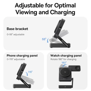 Baseus PicoGo AF21 35W แท่นชาร์จไร้สายแบบพกพา 3 ใน 1 พร้อมระบบระบาย มาตรฐาน Qi2.2 ชาร์จเร็วแบบแม่เหล็ก รองรับการชาร์จพร้อมกันสำหรับมือถือ นาฬิกา และหูฟัง พกพาง่าย ปรับมุมมองได้ตามต้องการ