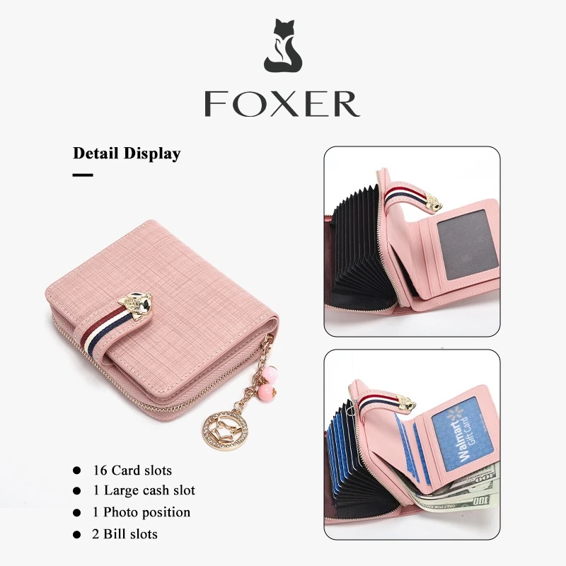 FOXER กระเป๋าสตางค์หนัง กระเป๋าสตางค์ใบเล็ก ที่ใส่บัตรเครดิต กระเป๋าสตางค์ผู้หญิง ราคา ถูกที่สุด ดีลบีเคเค แกลเลอรีภาพที่ 7