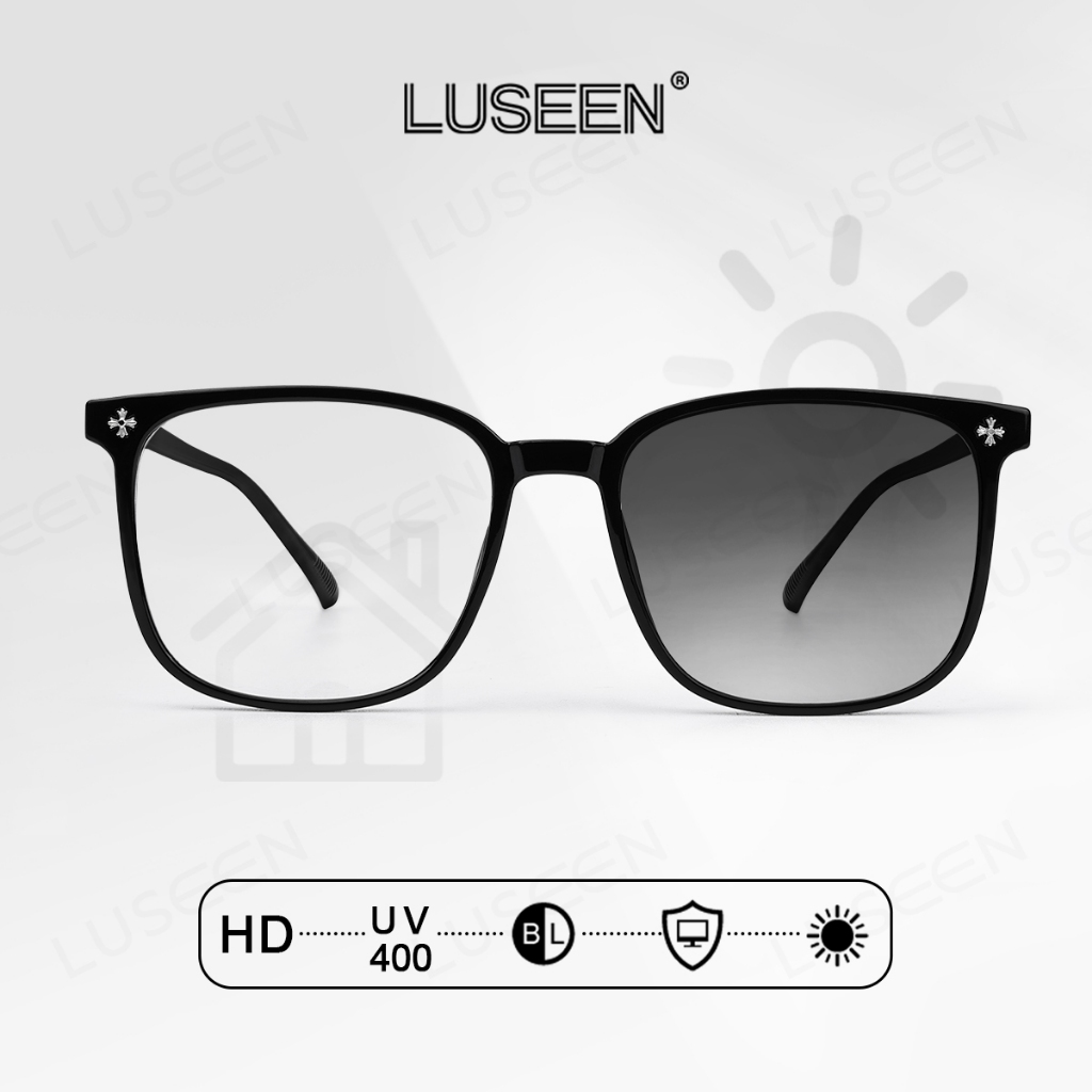 LUSEEN แว่นตาเปลี่ยนสีได้ และกรองรังสี กรอบน้ำหนักเบา สำหรับผู้หญิงและผู้ชาย AG2286
