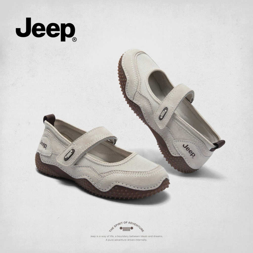 Jeep Retro Mary Jane รองเท้าผู้หญิง Breathable Flat Soft Sole รองเท้าบัลเล่ต์