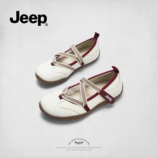 Jeep Retro Mary Jane รองเท้าผู้หญิง Breathable Flat Soft Sole รองเท้าบัลเล่ต์