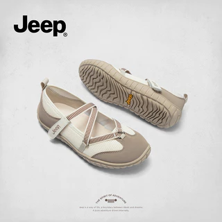 Jeep Retro Mary Jane รองเท้าผู้หญิง Breathable Flat Soft Sole รองเท้าบัลเล่ต์