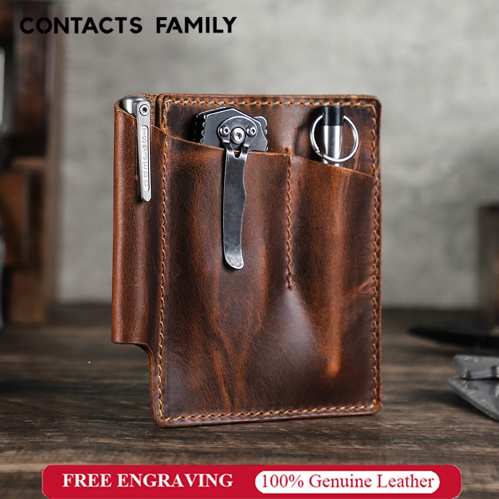 CONTACTS FAMILY ของแท้หนังทุกวัน EDC เอว Holster หนังเครื่องมือกระเป๋าเข็มขัด-Attachable สําหรับเครื