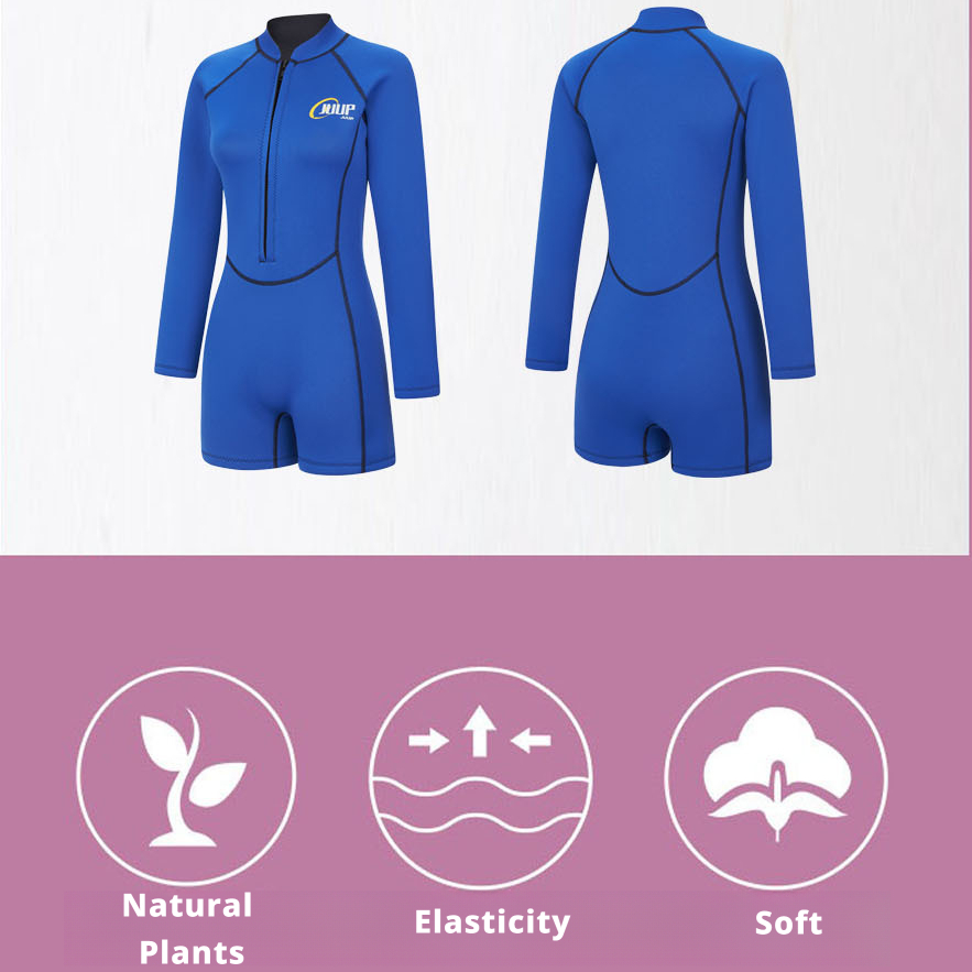 [Legend7] ผู้หญิง2.5มิลลิเมตรชุดดําน้ํา นีโอพรีน ให้อบอุ่นชิ้นเดียวยืนปกแขนยาวซิป ชุดจั๊มสูท สําหรับว่ายน้ําท่องดําน้ําดูปะการังดําน้ํา - รูปที่ 2