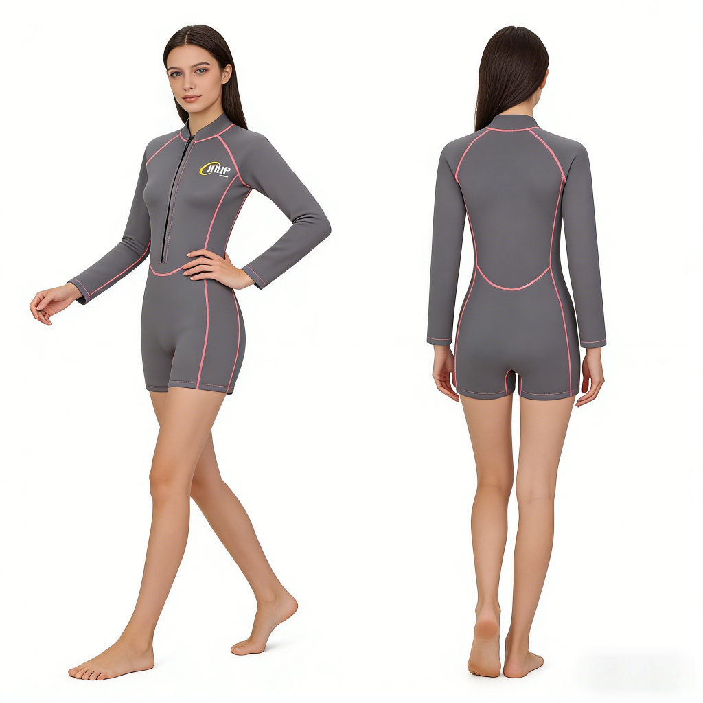 [Legend7] ผู้หญิง2.5มิลลิเมตรชุดดําน้ํา นีโอพรีน ให้อบอุ่นชิ้นเดียวยืนปกแขนยาวซิป ชุดจั๊มสูท สําหรับว่ายน้ําท่องดําน้ําดูปะการังดําน้ํา - รูปที่ 6