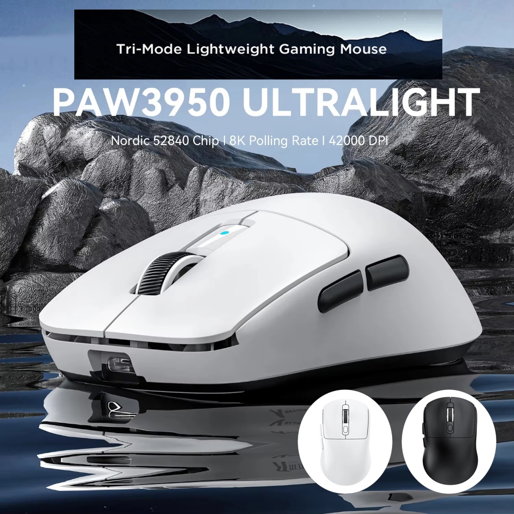 3 Modes Bluetooth Mouse เมาส์สําหรับเล่นเกมไร้สายน้ําหนักเบา, เมาส์คอมพิวเตอร์เซ็นเซอร์ PAW 3950Max 