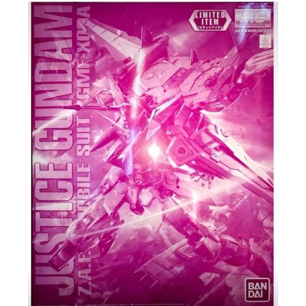 BANDAI PB MG 1/100 MOBILE SUIT ZGMF-X09A JUSTICE GUNDAM CLEAR COLOR รุ่นพลาสติก