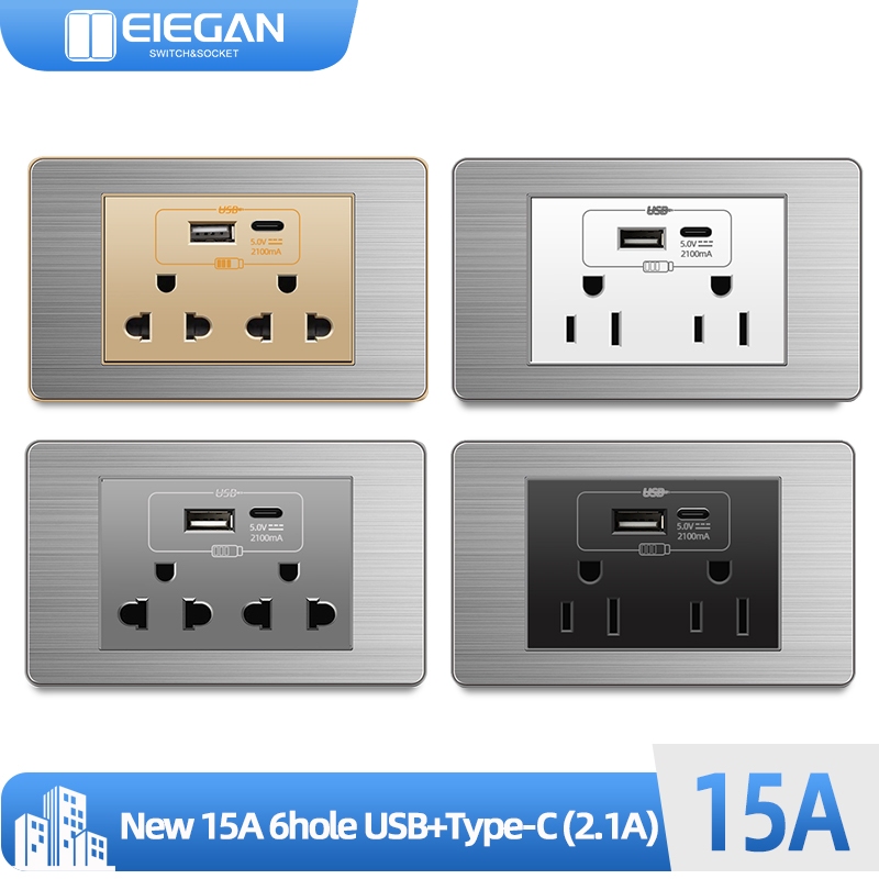 ซ็อกเก็ตสวิตช์ติดผนัง ELEGAN ผลิตจากวัสดุสแตนเลส - S18