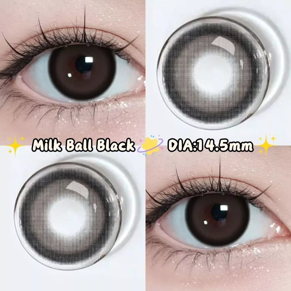 คอนแทคเลนส์สีดำ【0.00】UYAAI แบบใช้รายเดือน สวมใส่สบาย พอดีทุกวัน ขนาด Milk Ball 14.5 มม.