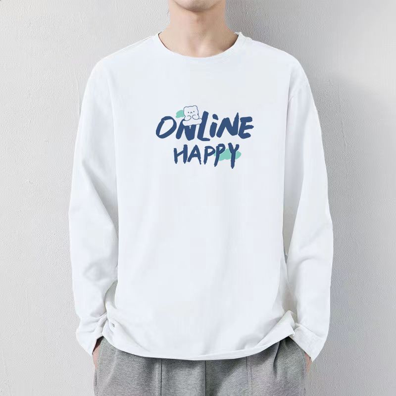 Fashion Style long sleevesคอกลมt shirtแฟชั่นพิมพ์ลายเสื้อ oversizeผู้ชายฤดูใบไม้ร่วงใส่สบายเสื้อยืดแขนยาว