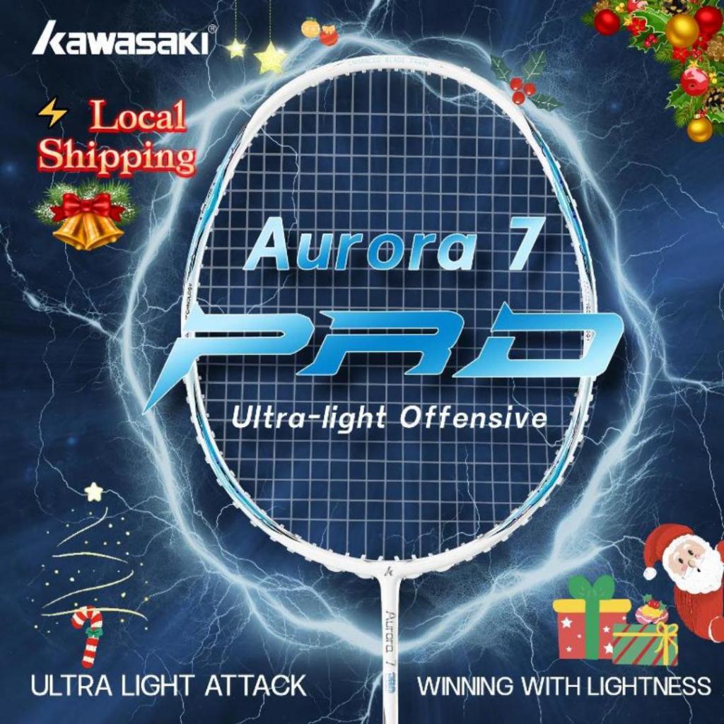 ไม้แบดมินตัน Kawasaki Aurora 7 Pro อย่างเป็นทางการของแท้, คาร์บอนไฟเบอร์เต็มรูปแ