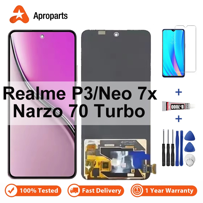 LCD สําหรับ OPPO Realme P3 Neo 7x Narzo 70 Turbo RMX5079 RMX5003 จอแสดงผล Touch Screen Digitizer Ass