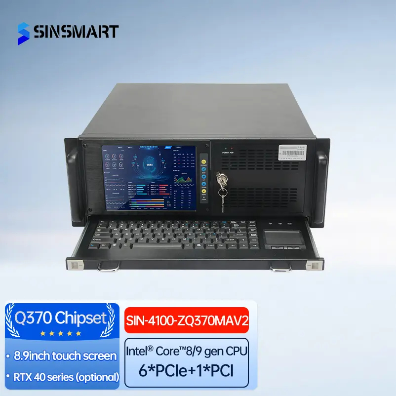 แกน SINSMART™ 8/9th I3/I5/I7 128GB 12USB 4U touch all-in-one rack pc คอมพิวเตอร์อุตสาหกรรม