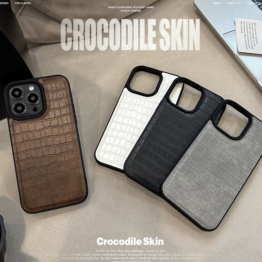 หรูหราลายจระเข้หนัง ปู่ เคสโทรศัพท์สําหรับ ไอโฟน 17โปรแม็กซ์ 12 13 14 15 16 โปรแม็กซ์ 11ปลอกกันกระแทกหญิงชายสีทึบธุรกิจแฟชั่นฝาครอบโ