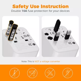 TESSAN Universal Travel Adapter อะแดปเตอร์ปลั๊กสำหรับการเดินทางทั่วโลกพร้อมพอร์ต USB A และ 3 พอร์ต USB C