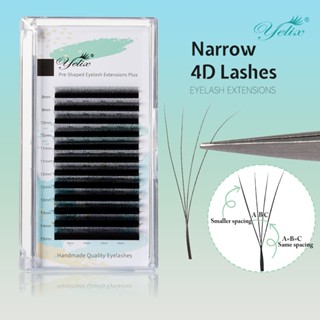 Yelix แคบ 4D W Lashes Soft ขนตาปลอมธรรมชาติ Premade แฟนขนตาน…