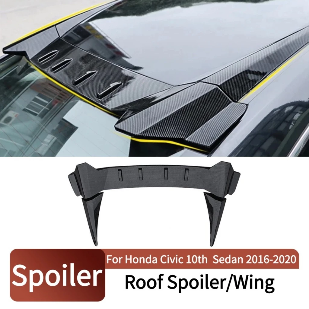 สปอยเลอร์ด้านหลัง Wing Tail สําหรับ Honda Civic 10th Gen 2016-2020 4 ประตูหลังคา Trunk Air Dam Deflector กีฬา Glossy สีดํา Tuning Body Kit