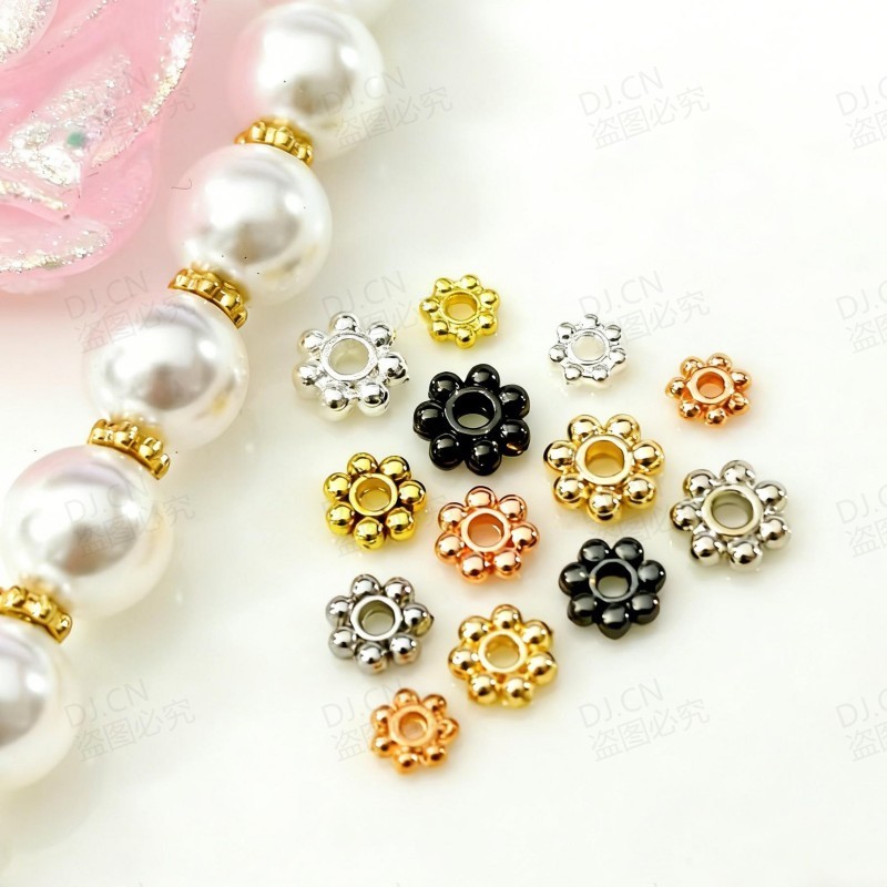 ADJ1001 [สีเดียวกว่า 100 ชิ้นรับ 30 ชิ้นฟรี] Receptacle 14k Pack Gold DIY Beaded Handmade Spacer โลหะเกล็ดหิมะ Spacer ลูกปัดอุปกรณ์เครื่องประดับ