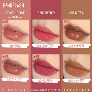 PINKFLASH OhMyGloss ลิปกลอสพร้อมกลิตเตอร์กันน้ํา Moisturizing Shine Shimmer Plumping Lip Care PF-L02