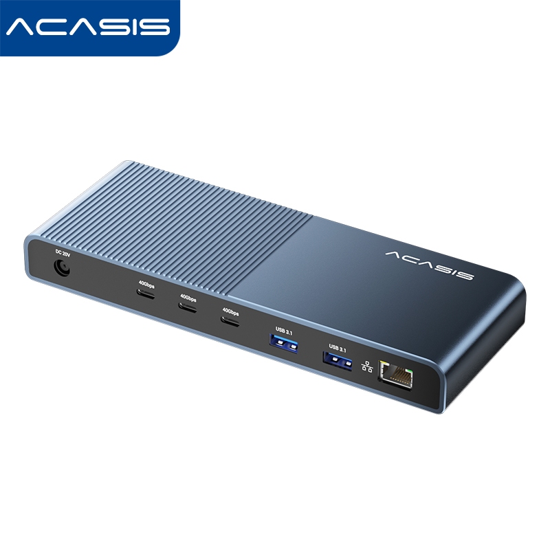 ACASIS 13-In-1/5-In-1 ใช้งานร่วมกับ Thunderbolt 4/3 Slim Hub Dock, การชาร์จสูงสุด 60W สําหรับแล็ปท็อป,เดี่ยว 8K@30Hz หรือ Dual 4K @ 60Hz, USB-C 3.1 Gen 2 พอร์ต,สําหรับ MacBook Pro