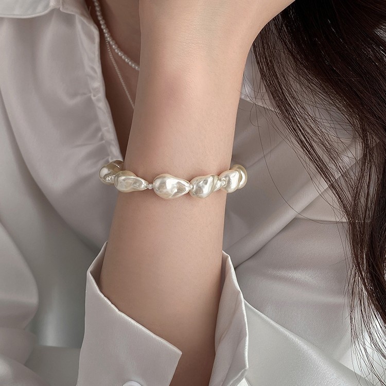 สร้อยข้อมือมุกบารอกไม่สม่ำเสมอ สไตล์อินเทรนด์สำหรับผู้หญิง พร้อมสวมใส่ง่ายในทุกโอกาส