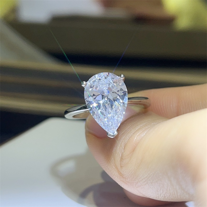 5CT Pear moissanite diamond Solitaire Rings
