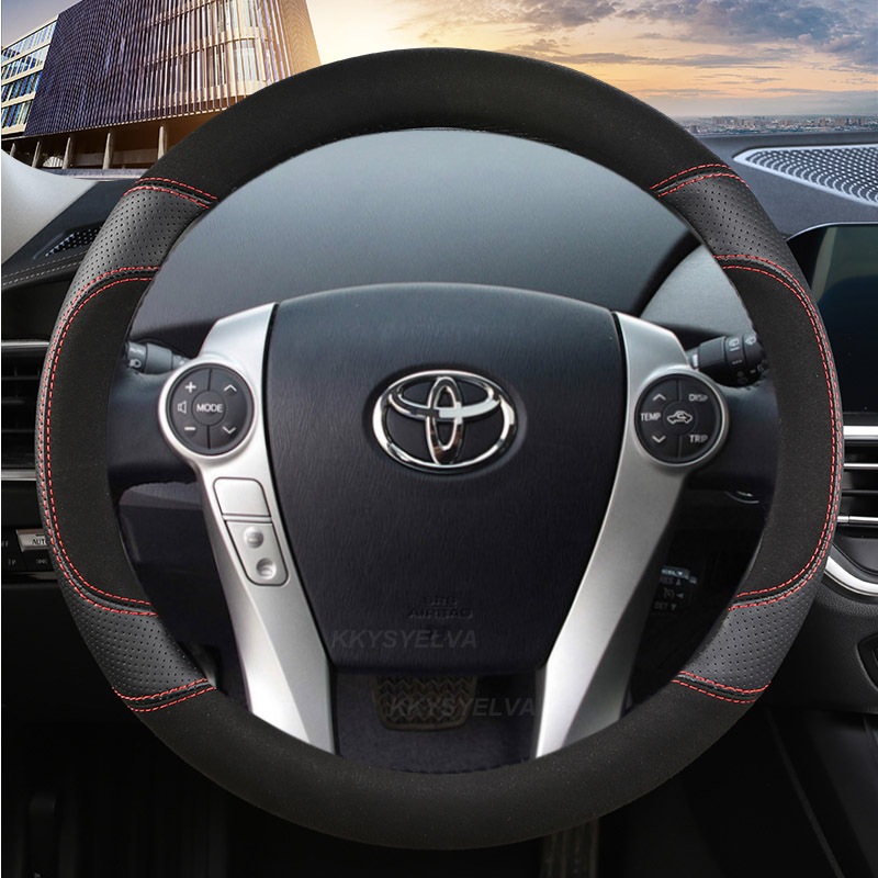 หนังนิ่มหนังวัวพวงมาลัยรถสําหรับ Toyota Prius 30 20 Prius V Prius C Prius Prime นวดอุปกรณ์เสริมอัตโน