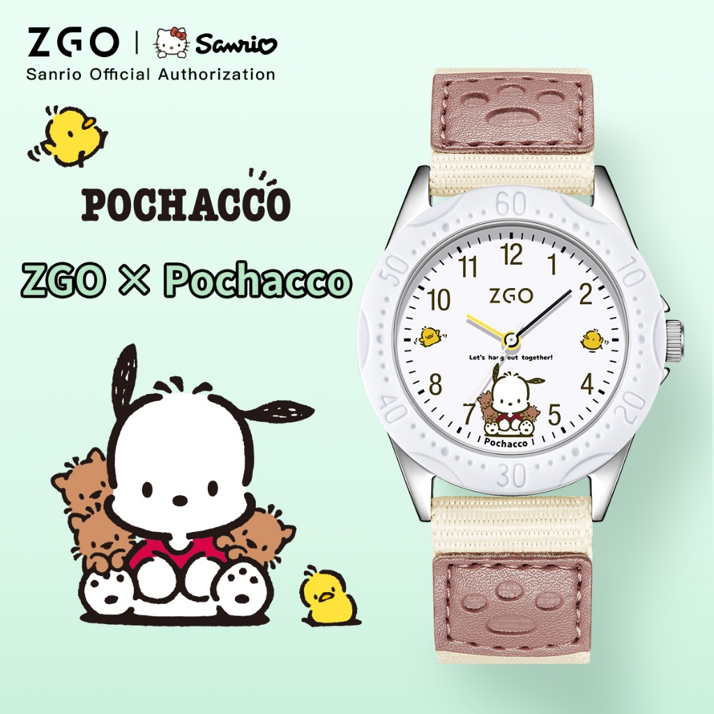 ZGO x Sanrio Pochacco นาฬิกาเด็กกันน้ํา 30M แรงกระแทก ความต้านทาน เด็กชาย/เด็กหญิง นาฬิกา 336