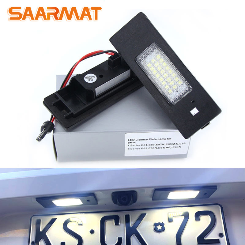 2PCS รถ LED ป้ายทะเบียนสําหรับ BMW E81 E87 E63 E64 Z4 E85 E86 E89 F20 F06 F12 F13 i3 I01 X2 K48 Gran
