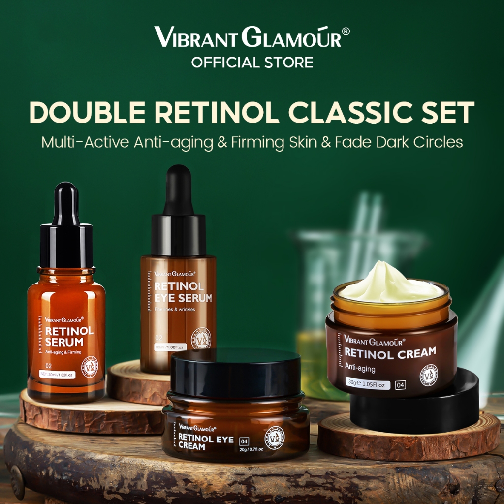 VIBRANT GLAMOUR Retinol Anti-Aging Skincare Set - ฟื้นฟูผิวใหม่ | จุดด่างดำ | ให้ความชุ่มชื้นและกระชับเต่ง