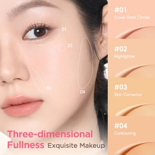 PINKFLASH HD Flawless Burden-free Long-lasting Liquid คอนซีลเลอร์แปรงฟองน้ําเครื่องมือ Breathable Moisturize Long-Wear Non-cakey Creasless 5 เฉดสี PF-F04