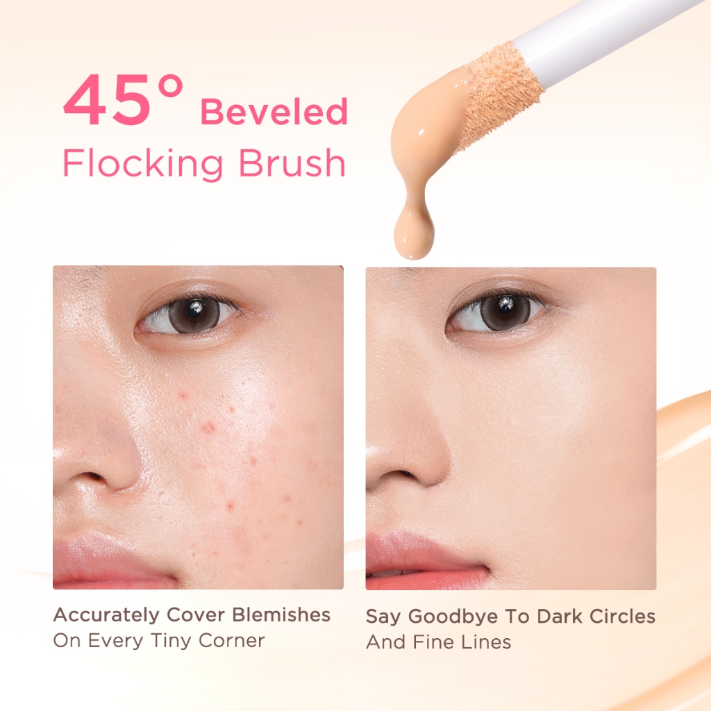PINKFLASH HD Flawless Burden-free Long-lasting Liquid คอนซีลเลอร์แปรงฟองน้ําเครื่องมือ Breathable Moisturize Long-Wear Non-cakey Creasless 5 เฉดสี PF-F04 ราคา ถูกที่สุด ดีลบีเคเค แกลเลอรีภาพที่ 6