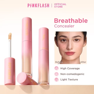 PINKFLASH HD Flawless Burden-free Long-lasting Liquid คอนซีลเลอร์แปรงฟองน้ําเครื่องมือ Breathable Moisturize Long-Wear Non-cakey Creasless 5 เฉดสี PF-F04