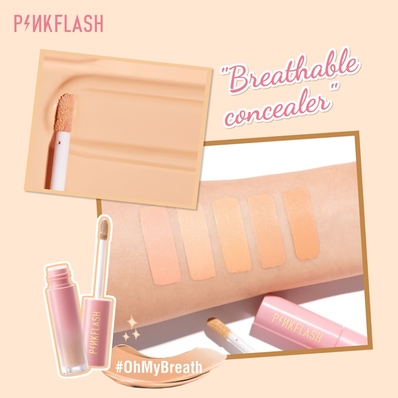 PINKFLASH HD Flawless Burden-free Long-lasting Liquid คอนซีลเลอร์แปรงฟองน้ําเครื่องมือ Breathable Moisturize Long-Wear Non-cakey Creasless 5 เฉดสี PF-F04 ราคา ถูกที่สุด ดีลบีเคเค แกลเลอรีภาพที่ 8