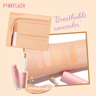 PINKFLASH HD Flawless Burden-free Long-lasting Liquid คอนซีลเลอร์แปรงฟองน้ําเครื่องมือ Breathable Moisturize Long-Wear Non-cakey Creasless 5 เฉดสี PF-F04