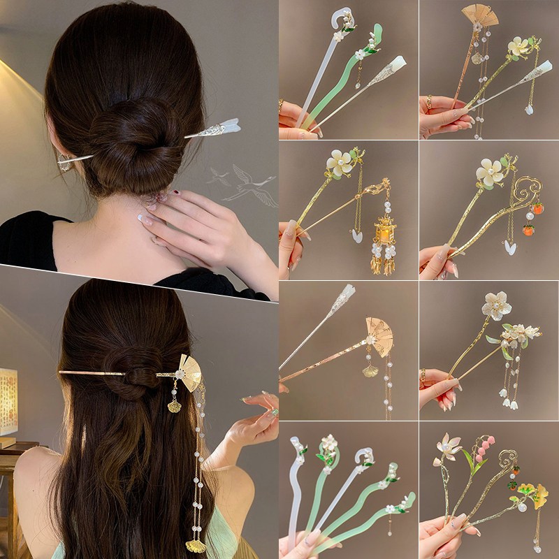 กิ๊บติดผมสไตล์จีนพู่โบราณ เครื่องประดับผมคุณภาพสูง