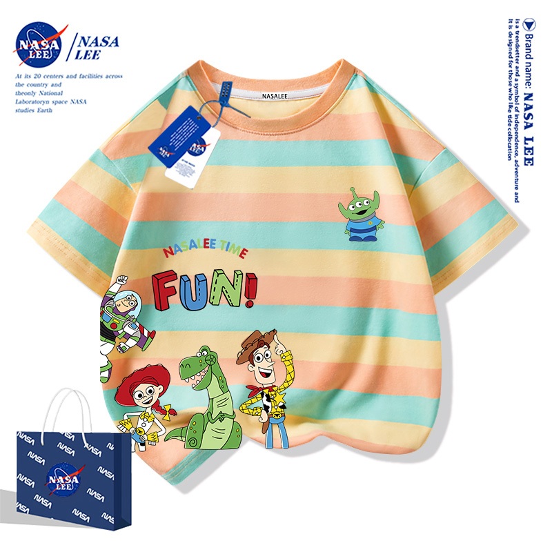 [จัดส่งในวันเดียวกัน] เสื้อยืดผ้าฝ้ายบริสุทธิ์ สำหรับชายและหญิง และเสื้อเด็ก สไตล์นาซ่า