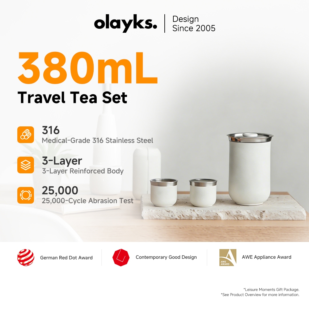 Olayks ชุดชาสมัยใหม่แบบพกพา - 1 หม้อ 2 ถ้วย + กระเดินหนังสำหรับเดินทาง, ทางเลือกสุดพิเศษสำหรับกาน้ำชา, ของขวัญสำหรับคนรักชา ใช้ได้ที่บ้าน/ออฟฟิศ/เดินทาง/ตั้งแคมป์/ปีนเขา