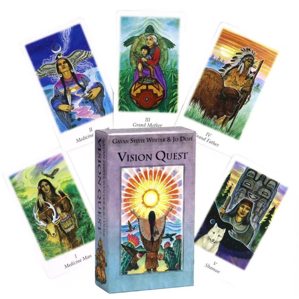 [คลังสินค้าพร้อม] 10.3 X6cm Vision Quest Tarot การ์ดเกมกระดานภาษาอังกฤษเกม Vision Quest Tarot Vision