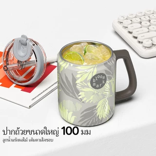 BLOOMMARK 800ML ความจุขนาดใหญ่ฟางกระติกน้ําร้อนถ้วย 316L สแตนเลสถ้วยน้ําสํานักงาน All-Match การออกแบบสูงเหมาะสําหรับ Peck เดสก์ท็อปขวดน้ํา