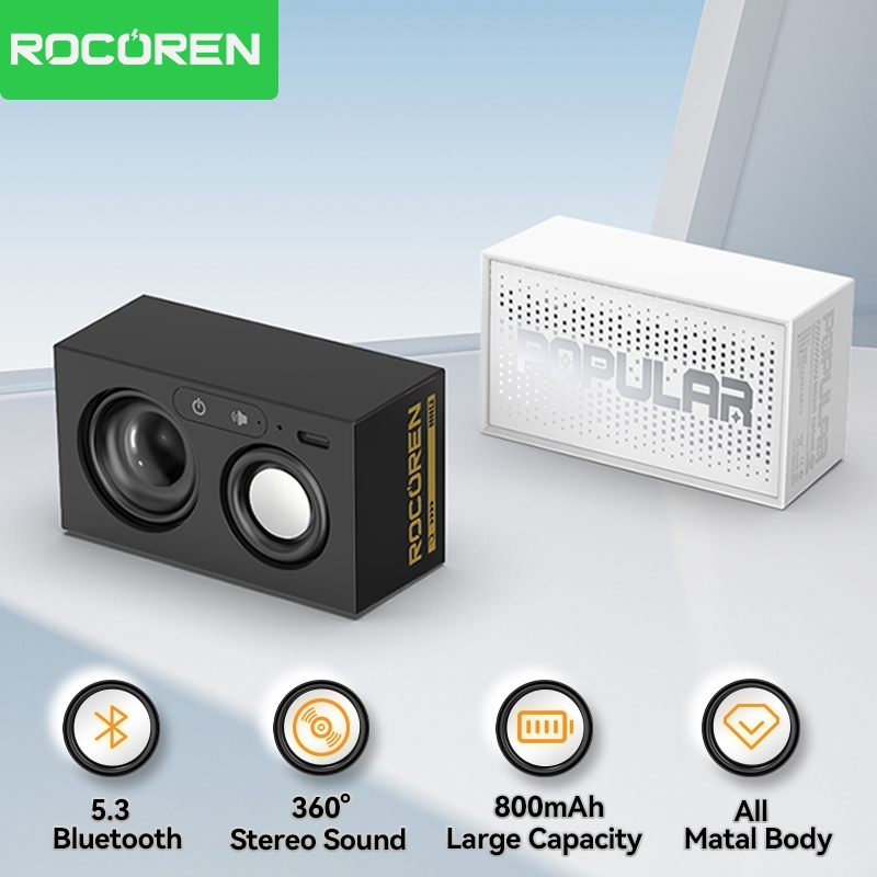 Rocoren X2 Bluetooth Speaker ลําโพงสเตอริโอไร้สาย True ขนาดเล็กแบบพกพาพร้อมเสียงเซอร์ราวด์ 360 องศา
