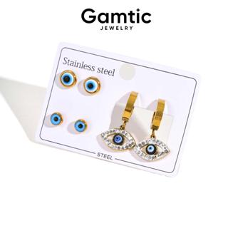 Gamtic ผู้หญิงสาวชุดสามชิ้นZircon Cubic Blue Evil Eyeต่างหู,…
