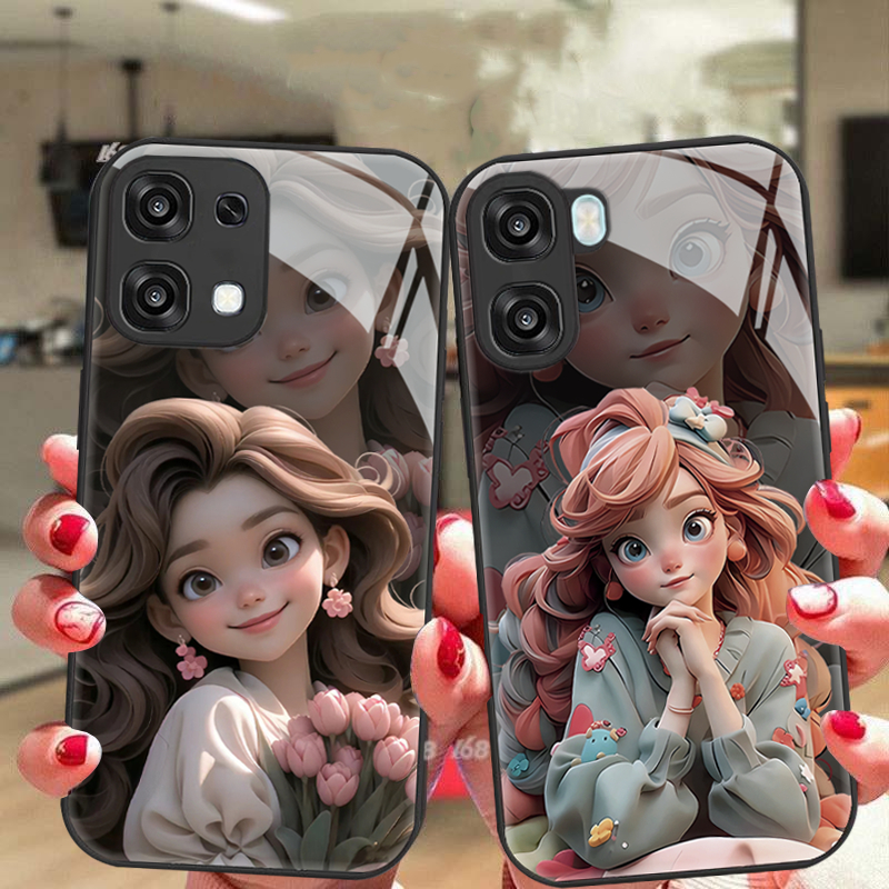 เคส OPPO A6 A5 A6t Pro 5G เคส OPPO A6X A6t A6S A6 Case เคสลายการ์ตูนน่ารัก เจ้าหญิงหนีโชคร้าย เคสกันกระแทกพร้อมขอบซิลิโคนอ่อนหรูหราพร้อมฝาครอบกระจกของเหลวสำหรับสาว ๆ นักเรียน