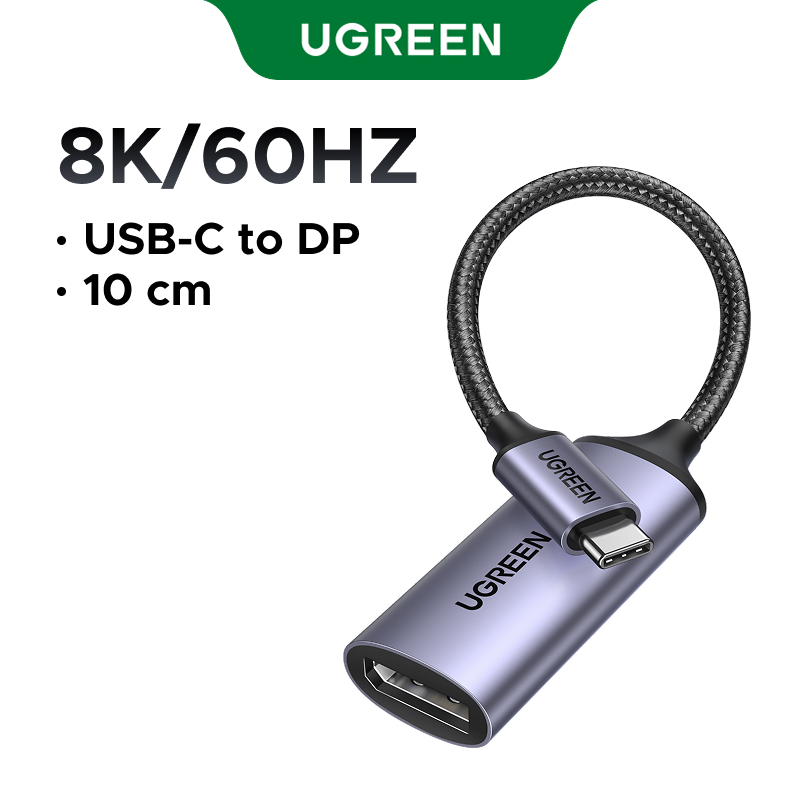 Ugreen สายเคเบิลอะแดปเตอร์ Type-C ตัวผู้ เป็น DP ตัวเมีย 8K 60Hz ไนล่อน 10 ซม. USB-C เป็น DP1.4 32.4