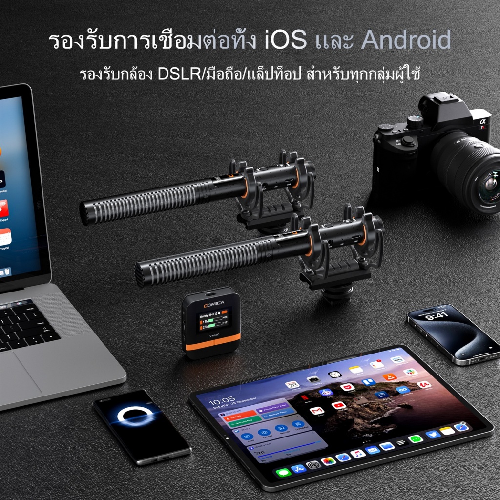 COMICA VM40 Dual-Channel Wireless Shotgun Microphone,On-Camera Mic พร้อมการบันทึกลอย 48kHz/32 บิต, โหมดคู่แบบมีสาย/ไร้สาย, บันทึกออนบอร์ด 32G, สําหรับกล้อง/สมาร์ทโฟน/PC - รูปที่ 3