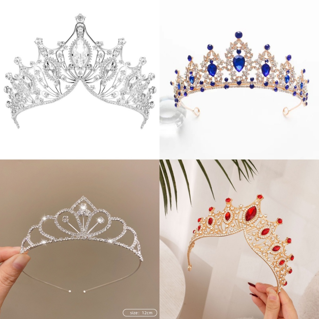 [PE] ประณีตพราว Baroque งานแต่งงานคริสตัลเจ้าสาว Crowns Tiaras เครื่องประดับผมอุปกรณ์เสริมผู้หญิง Rhinestone Headwear TH