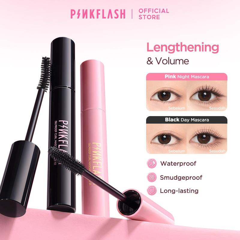 PINKFLASH OhMyWink Mascara Day & Night Longening Volume Waterproof Mascara Fiber-filled Silicone wands PF-E08