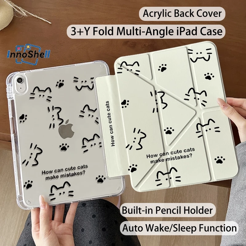 InnoShell ใหม่ล่าสุด 2025เคส iPad พับได้แบบ Y แข็งแรง กันกระแทก For Air4 Air5 10.9 Air6 2024 Air7 Gen10 2022 Gen11 A16 2025
